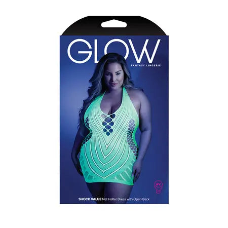 Fantasy Lingerie Glow Shock Value Halter Dress Neon Green Queen Size  Lingerie - Dresses