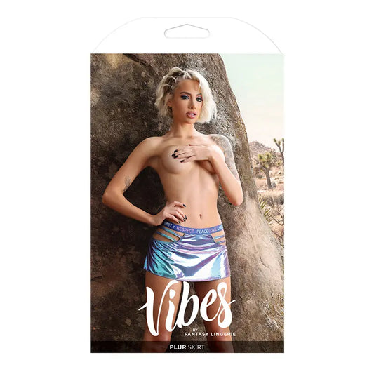 Fantasy Lingerie Vibes Plur Holographic Cut Out Skirt Separate Aqua Holo M/L  Lingerie - Club Wear