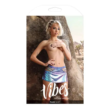 Fantasy Lingerie Vibes Plur Holographic Cut Out Skirt Separate Aqua Holo S/M  Lingerie - Club Wear