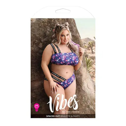 Fantasy Lingerie Vibes Spaced Out Asymmetrical Bralette & Multi-Strap Panty Indigo Queen  Lingerie - Bra and Panty sets