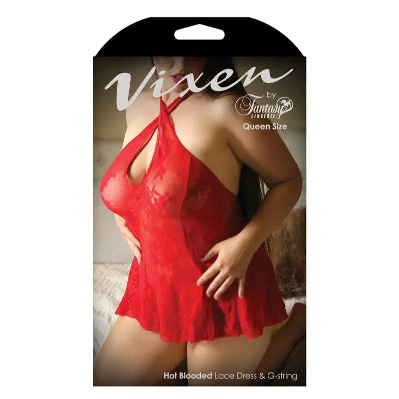 Fantasy Lingerie Vixen Hot Blooded Lace Dress & G-String Queen Size  Lingerie - Bra and Panty sets