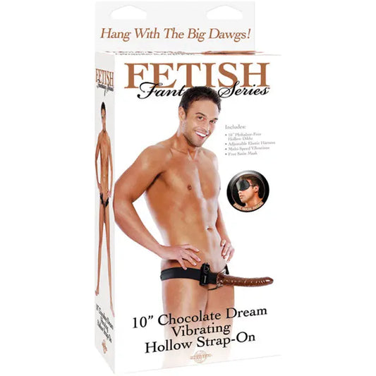 Fetish Fantasy Series Chocolate Dream Vibrating 10 in. Hollow Strap-On Brown  Harnesses