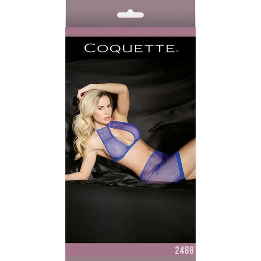 Fishnet Halter Top & High Waisted Skirt Cobalt OS Packaging Box  Lingerie - Bra and Panty sets