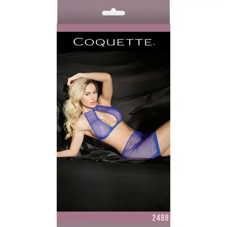 Fishnet Halter Top & High Waisted Skirt Cobalt OS Packaging Box  Lingerie - Bra and Panty sets
