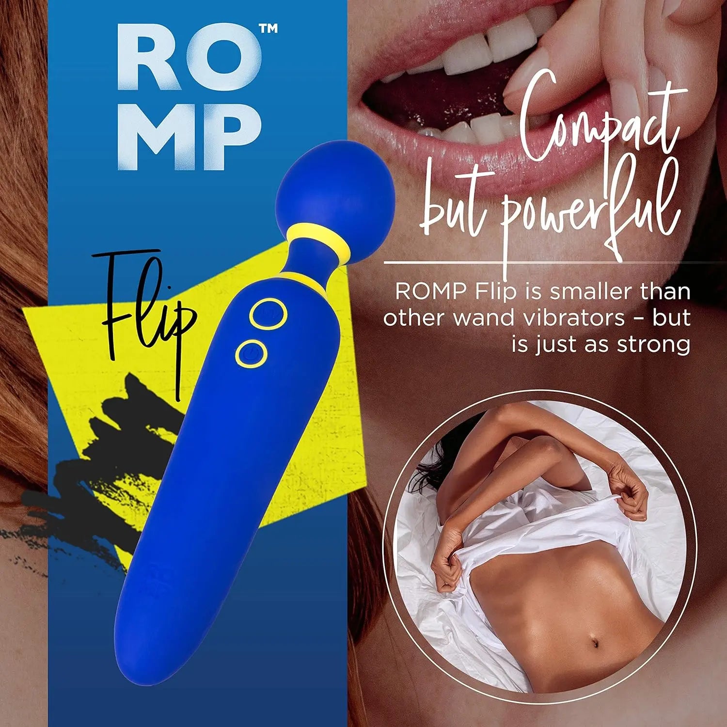 Flip Rechargeable Silicone Wand Vibrator Sex Toy for Women - Blue  Wand Vibrator