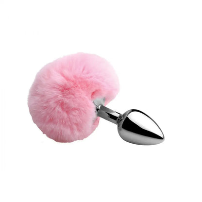 Fluffy Bunny Tail Anal Plug - Metal Butt Plug  BDSM Pet Play Anal Plug