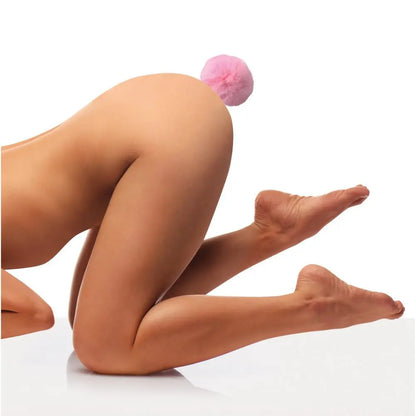Fluffy Bunny Tail Anal Plug - Metal Butt Plug  BDSM Pet Play Anal Plug
