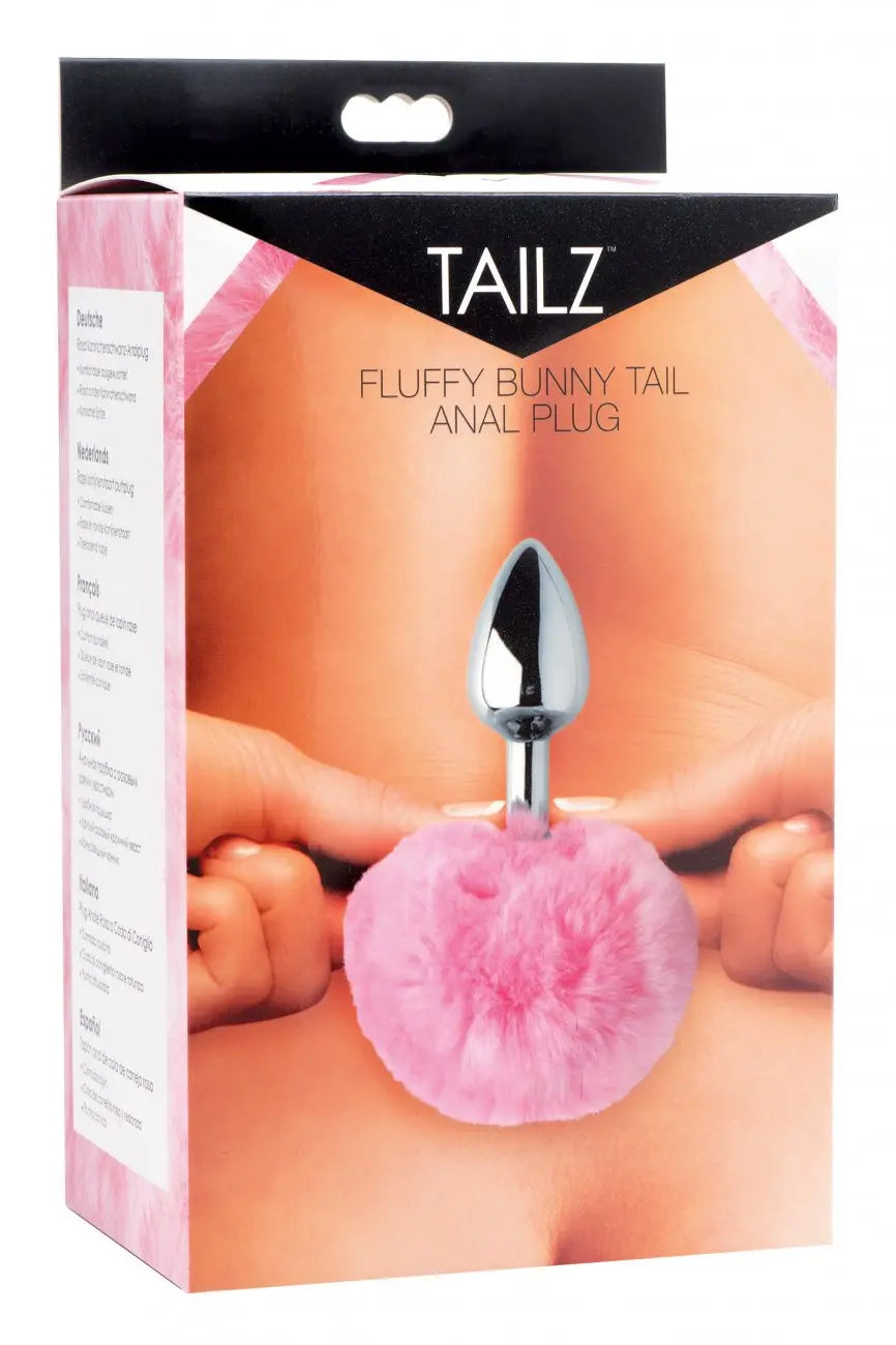Fluffy Bunny Tail Anal Plug - Metal Butt Plug  BDSM Pet Play Anal Plug