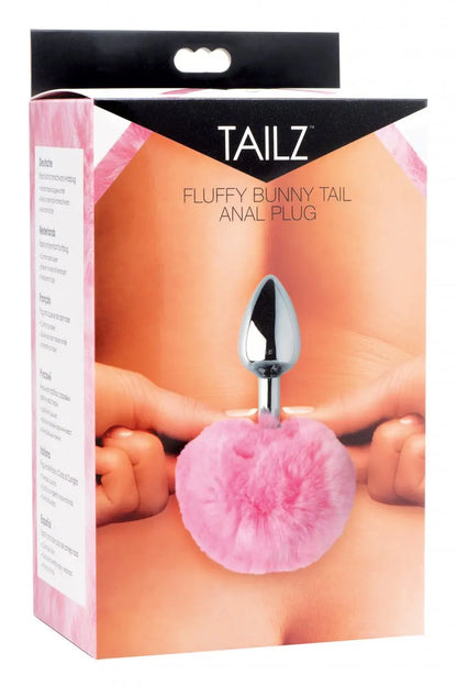 Fluffy Bunny Tail Anal Plug - Metal Butt Plug  BDSM Pet Play Anal Plug