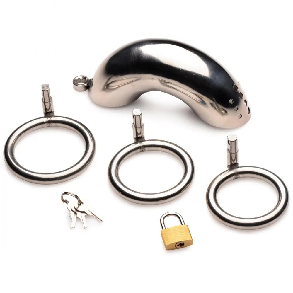 Forged Captor Locking Stainless Steel Chasity Cage BDSM Cock Cage  Chastity