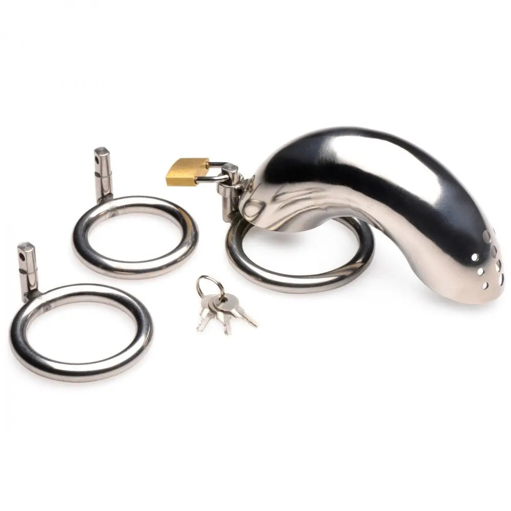 Forged Captor Locking Stainless Steel Chasity Cage BDSM Cock Cage  Chastity