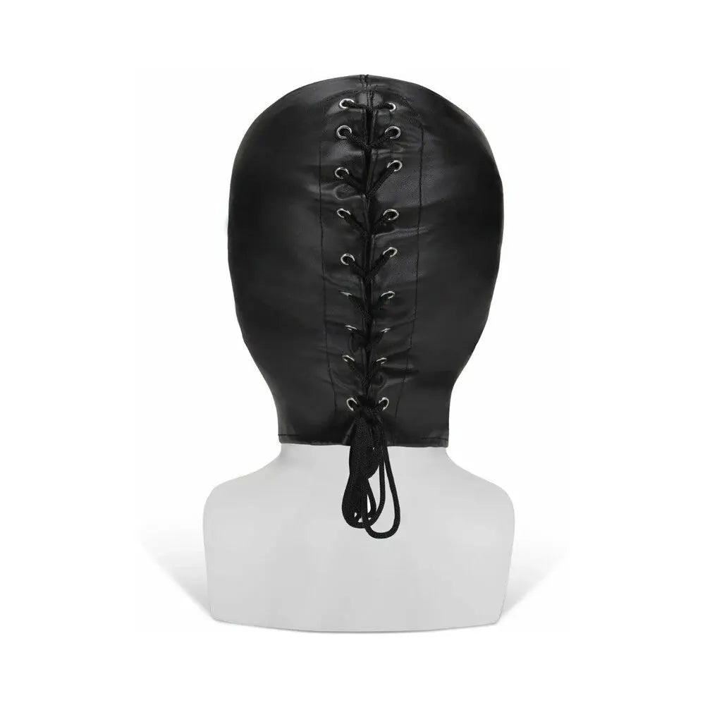 Full Coverage Faux Leather Bondage Hood - Full Face Bondage Hood  Bondage Hood