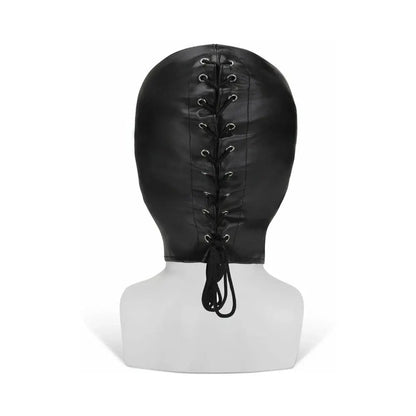 Full Coverage Faux Leather Bondage Hood - Full Face Bondage Hood  Bondage Hood