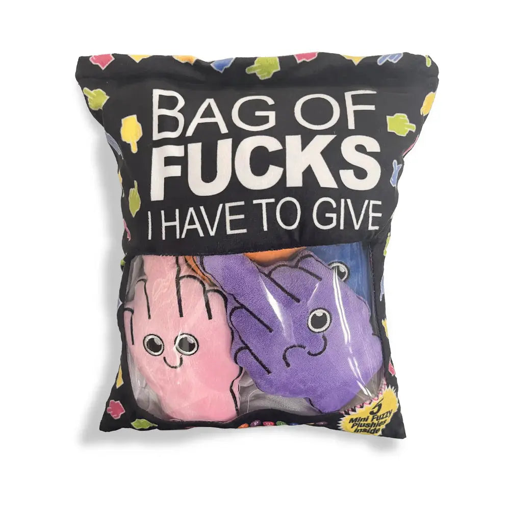 Funny Gag Gift - Bag of Fucks I Have to Give Plushy Pillow with 5 Fingers  Novelties - Gag Gifts