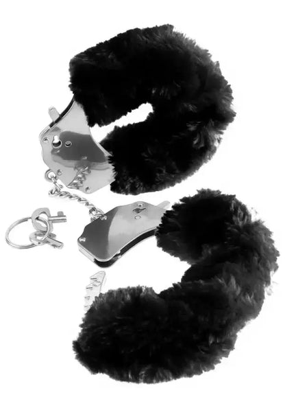 Fur Lined Metal Sex Handcuffs Furry Cuffs Black  Sex Handcuffs