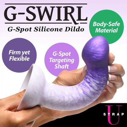 G-Swirl G-Spot Dildo Silicone Curved Dildo Sex Toy - Purple  Dildos