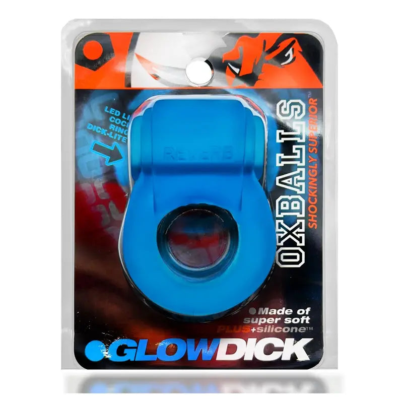 GLOWDICK, cockring with LED, BLUE ICE  For Him