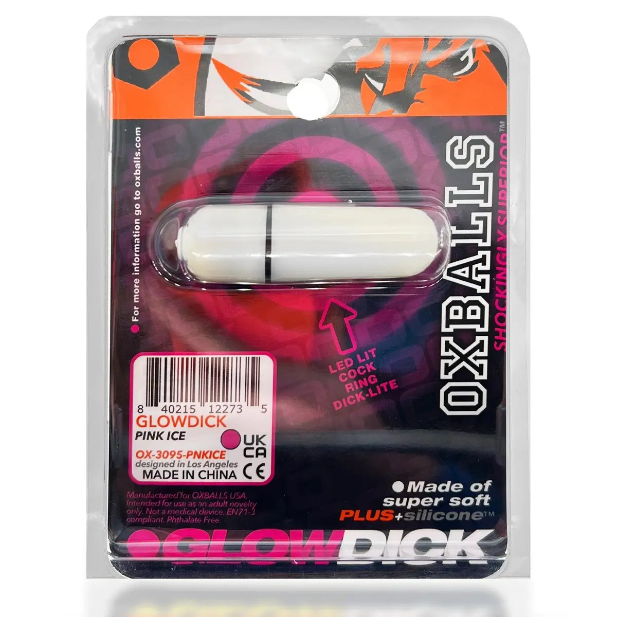 GLOWDICK, cockring with LED, PINK ICE  For Him