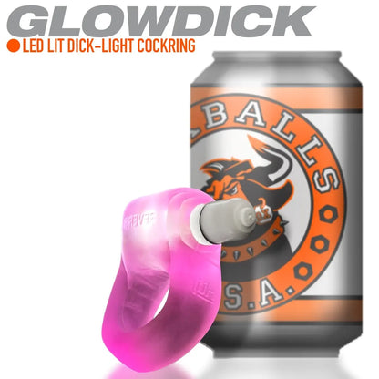 GLOWDICK, cockring with LED, PINK ICE  For Him
