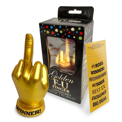 Gag Gift Funny Award - Golden F-U Middle Finger Trophy  Novelties - Gag Gifts