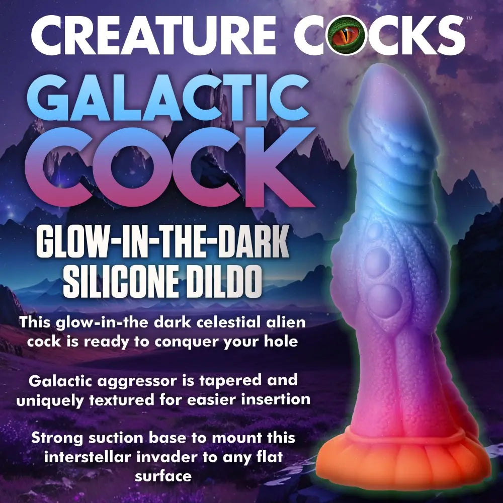 Galactic Cock Alien Creature Dildo Glow-in-the-Dark Silicone Dildo  Fantasy Dildos