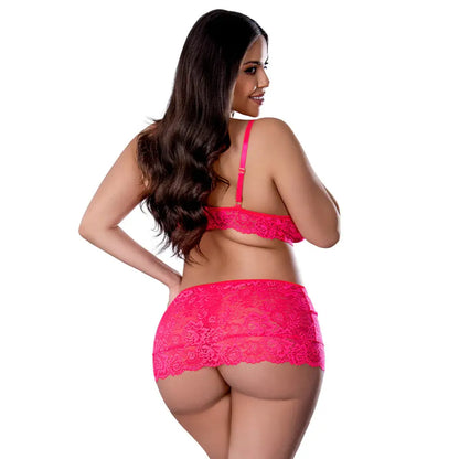 Get It Girl Plus Size Bra, Skirt and Thong Set Diva Pink Queen Size  Lingerie - Bra and Panty sets