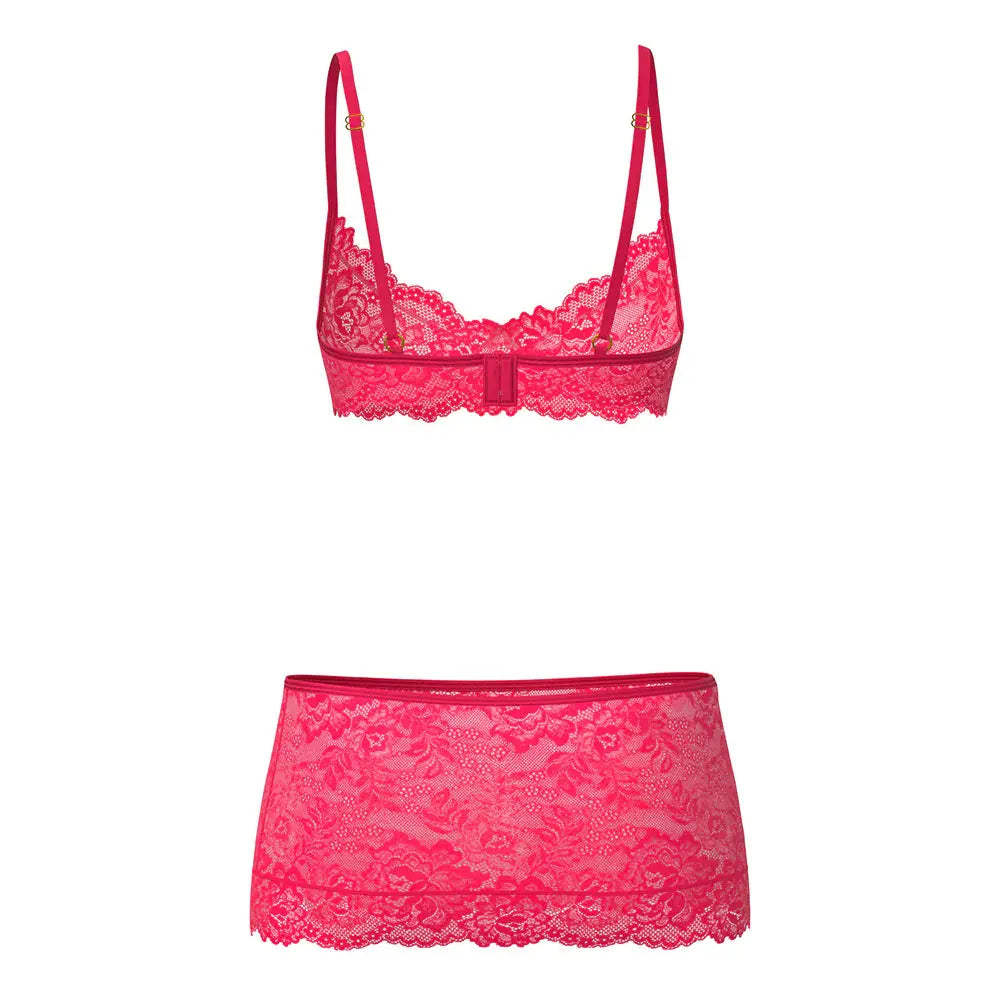 Get It Girl Plus Size Bra, Skirt and Thong Set Diva Pink Queen Size  Lingerie - Bra and Panty sets