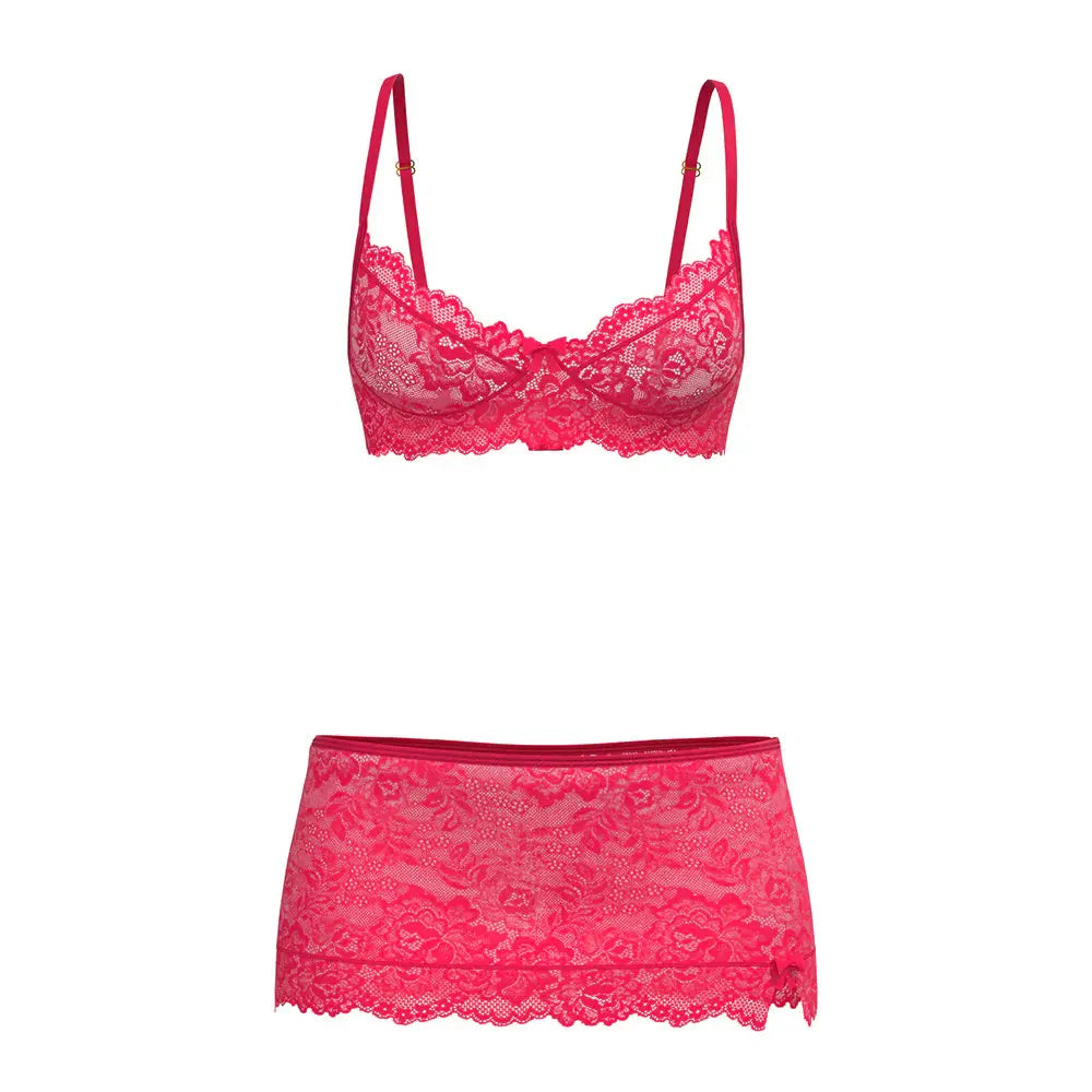 Get It Girl Plus Size Bra, Skirt and Thong Set Diva Pink Queen Size  Lingerie - Bra and Panty sets