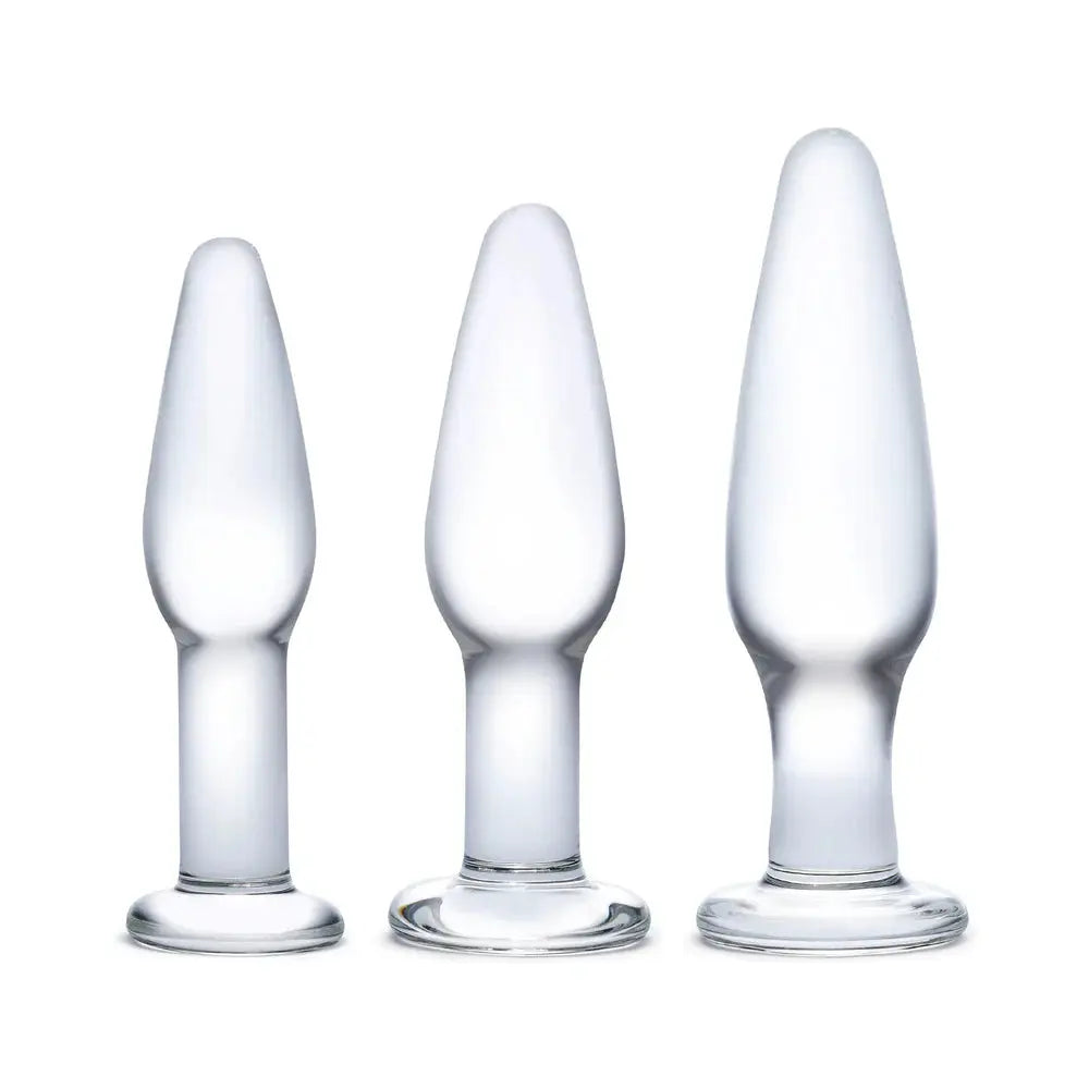Glas 3-Piece Glass Anal Training Set Glass Butt Plug Set  Anal Training