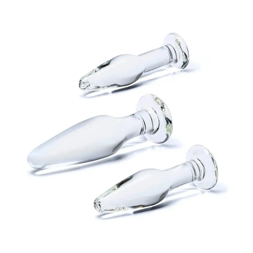 Glas 3-Piece Glass Anal Training Set Glass Butt Plug Set  Anal Training