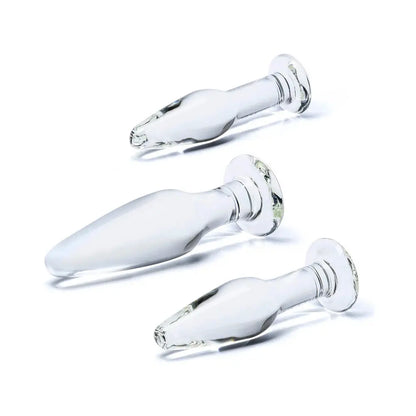 Glas 3-Piece Glass Anal Training Set Glass Butt Plug Set  Anal Training