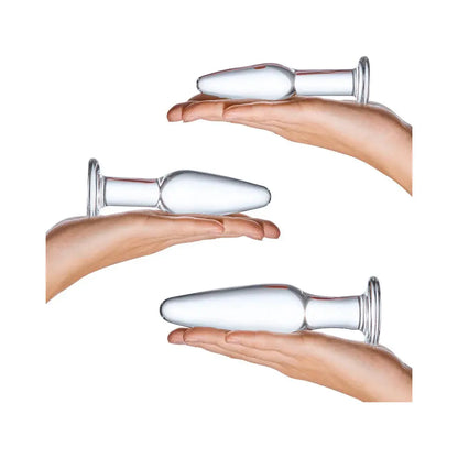 Glas 3-Piece Glass Anal Training Set Glass Butt Plug Set  Anal Training