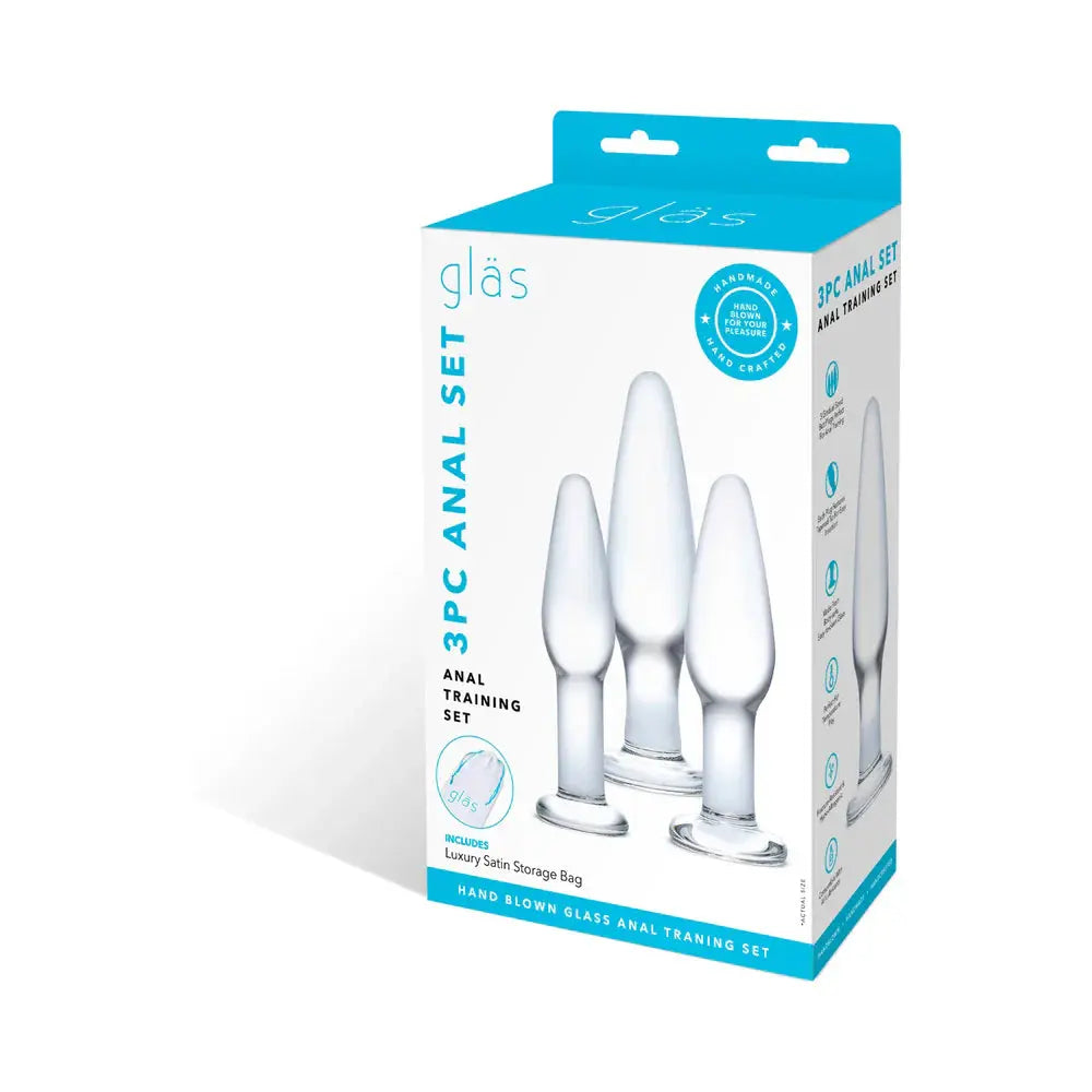 Glas 3-Piece Glass Anal Training Set Glass Butt Plug Set  Anal Training