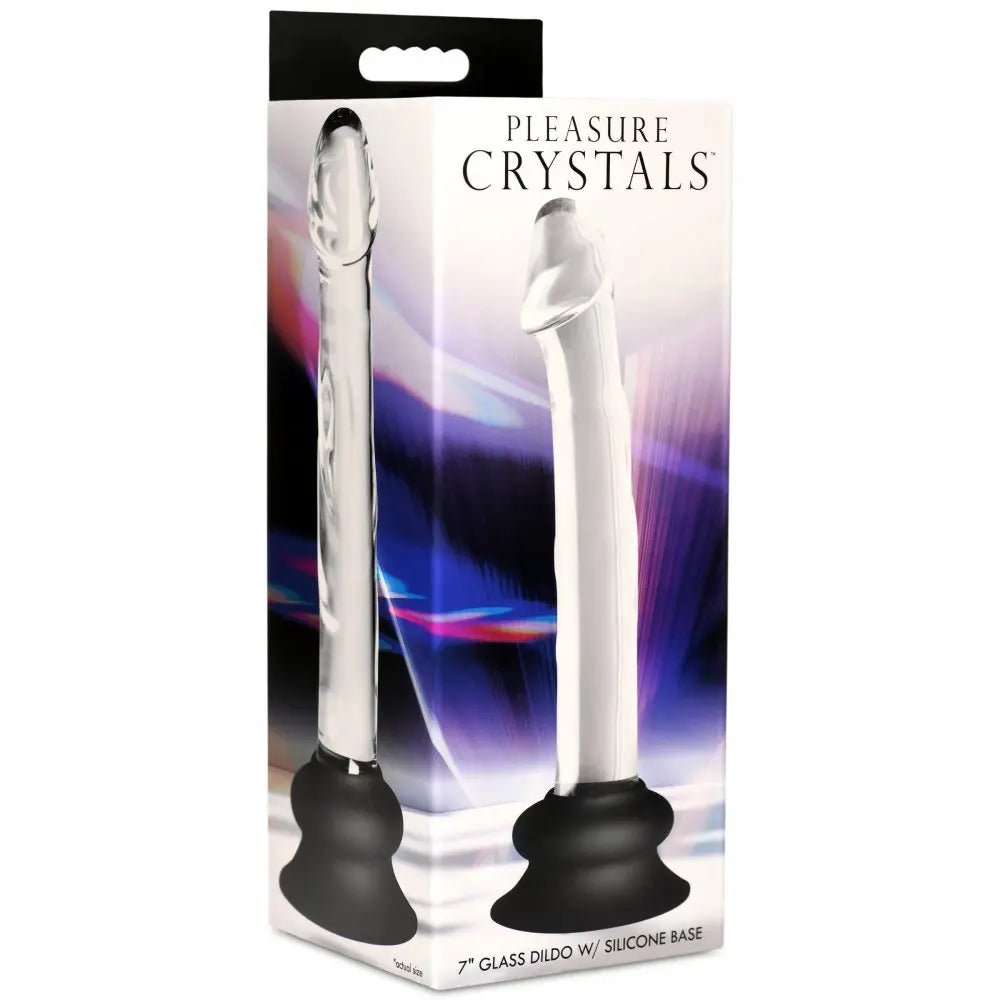 Glass Dildo with Silicone Base - 7.6 Inch Glass Anal Dildo Sex Toy  Glass Dildo