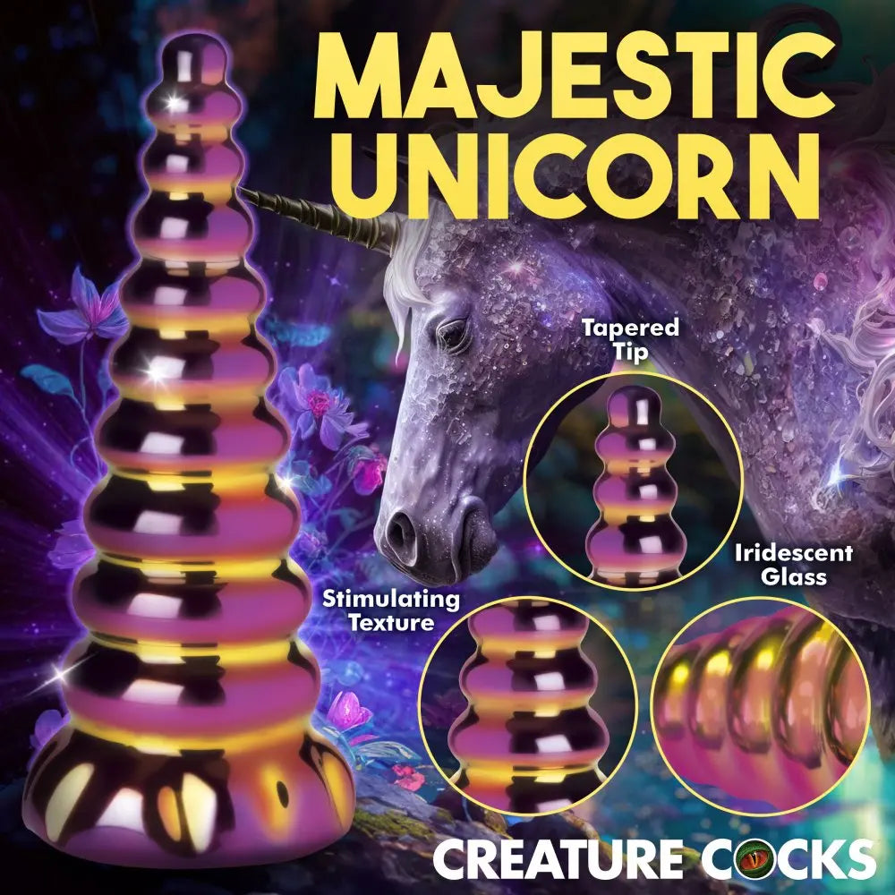 Glass Pegasus Horn Twilight Rainbow Glass Pegasus Dildo  Pegasus Dildo