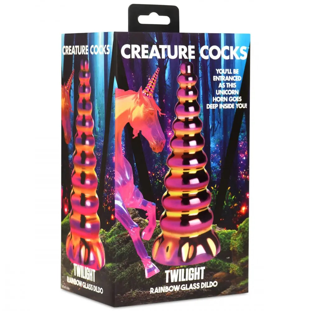 Glass Pegasus Horn Twilight Rainbow Glass Pegasus Dildo  Pegasus Dildo