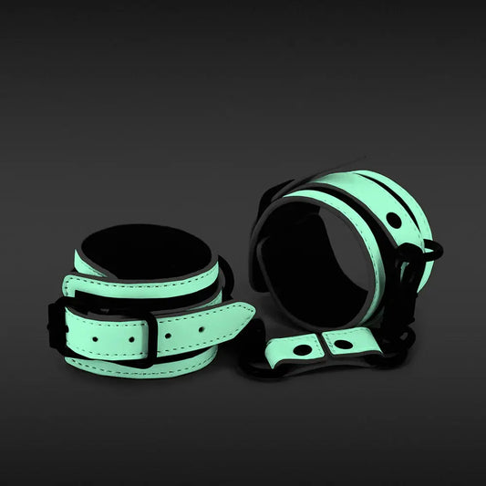 Glow Bondage Wrist Cuffs Green  Fetish - Cuffs & Restraints