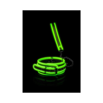 Glow in the Dark BDSM Collar and Leash Set Neon Green  Collars and Leads