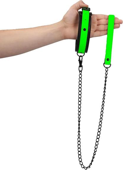 Glow in the Dark BDSM Collar and Leash Set Neon Green  Collars and Leads