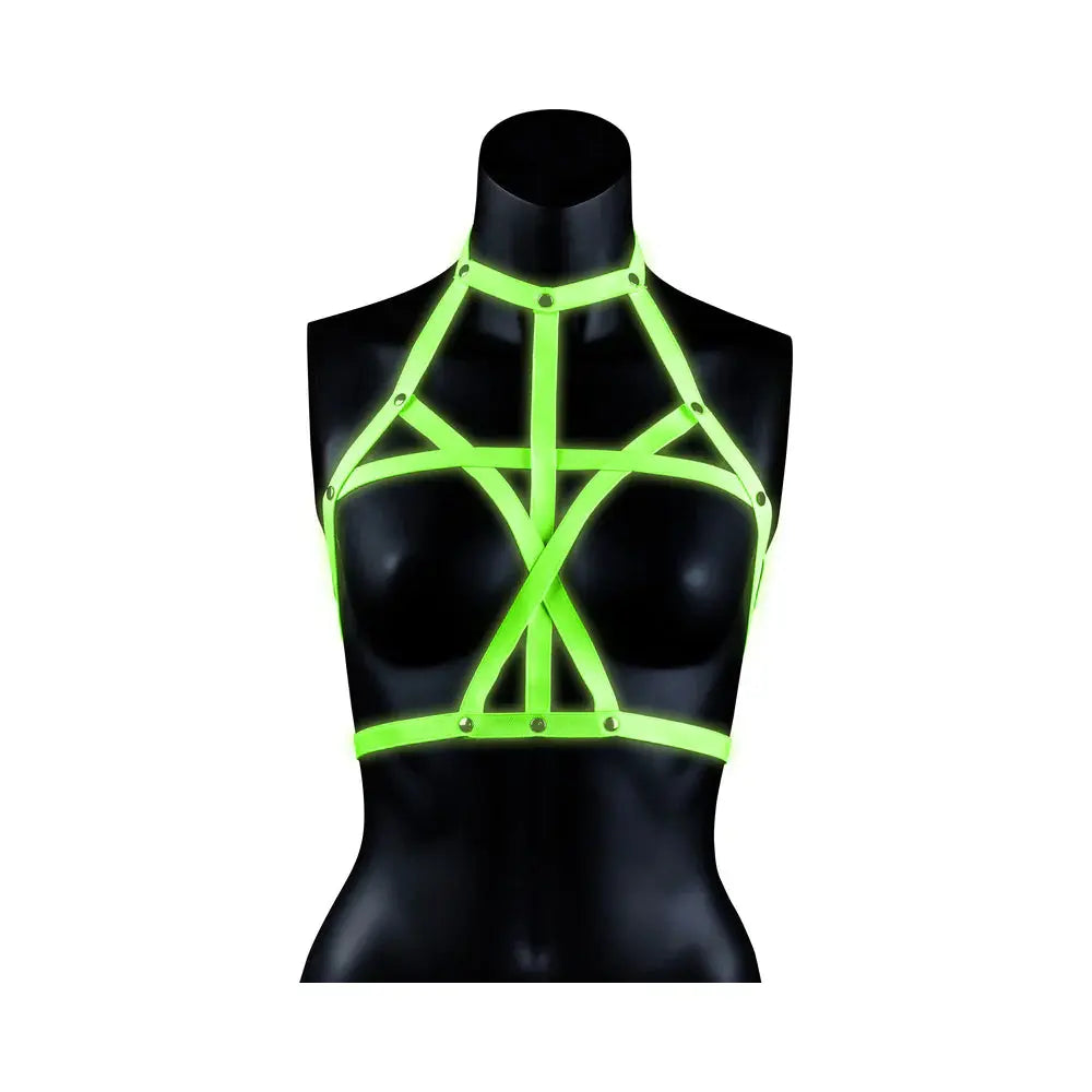 Glow in the Dark Bondage Harness Neon Green S/M  Lingerie - Bra and Panty sets