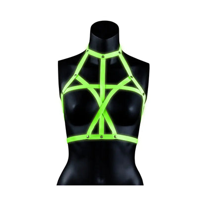 Glow in the Dark Bondage Harness Neon Green S/M  Lingerie - Bra and Panty sets