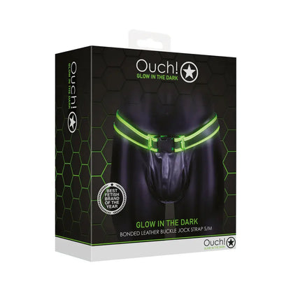 Glow in the Dark Bonded Leather Buckle Jock Strap Neon Green S/M  Men - Underwear