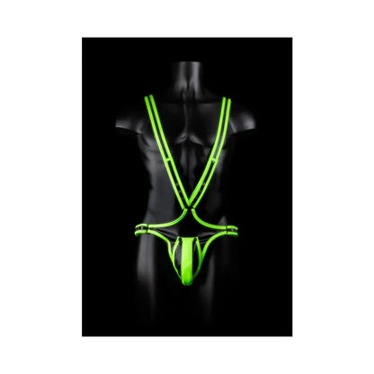 Glow in the Dark Bonded Leather Full-Body Harness Neon Green S/M  Harnesses