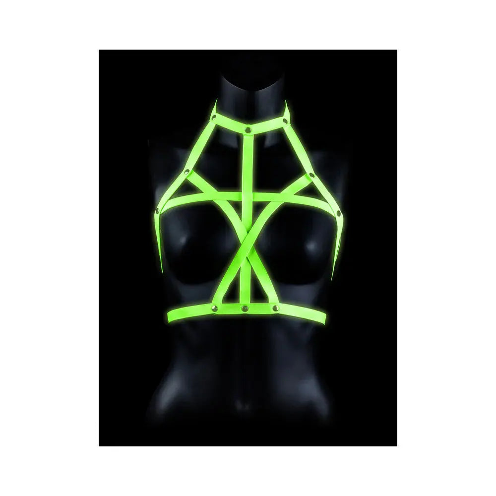 Glow in the Dark Bra Bondage Harness Neon Green L/XL  Lingerie - Bra and Panty sets