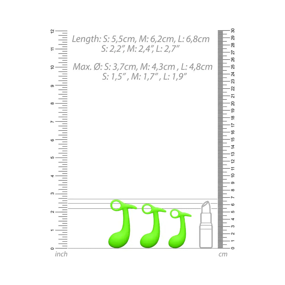 Glow in the Dark Prostate Kit 3-Piece Anal Plug Set Neon Green  Anal Training