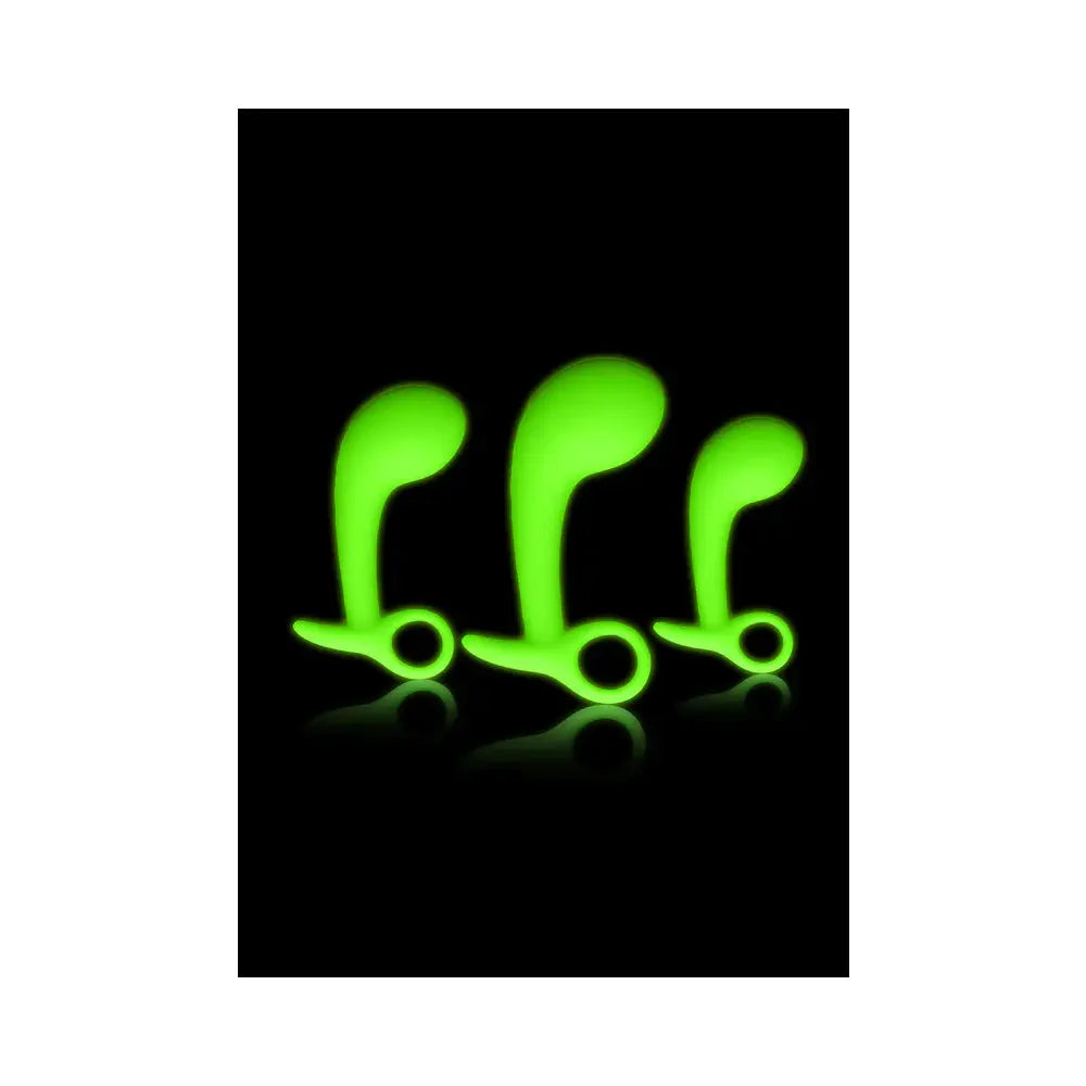 Glow in the Dark Prostate Kit 3-Piece Anal Plug Set Neon Green  Anal Training