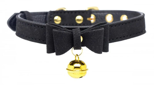 Golden Kitty Cat Bell Collar - Black/Gold BDSM Pet Collar  Collars and Leads