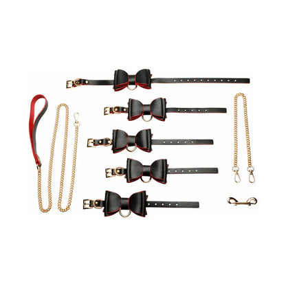 Goth Bondage Set - Black and Red BDSM Kit with Bows  Bondage Kits