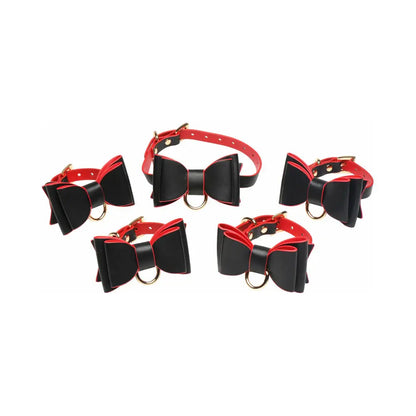 Goth Bondage Set - Black and Red BDSM Kit with Bows  Bondage Kits