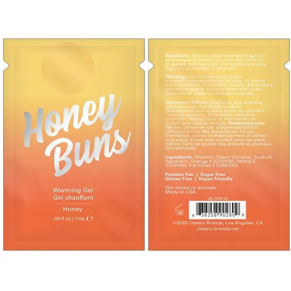 HONEY BUNS WARMING AROUSAL GEL - FOIL - 0.03 fl oz | 1 mL  Lubes, Lotions and Accessories